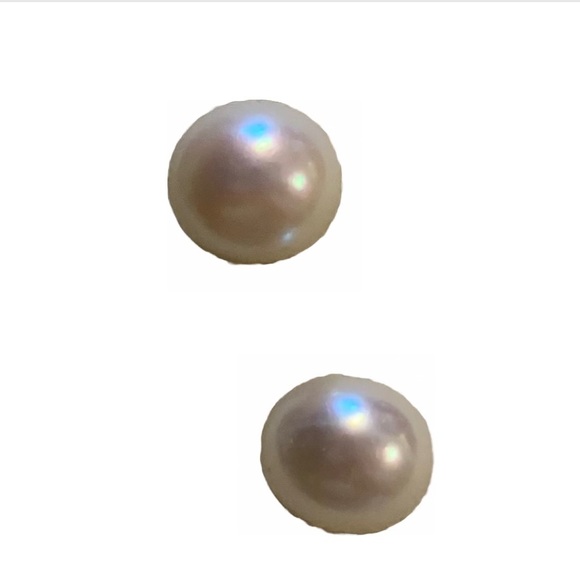 Pearl Stud white earrings.12 mm Beautiful Luster. SS. - Picture 3 of 6